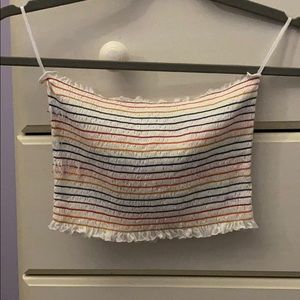 rainbow ruched tube top